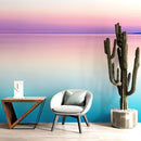 Pastel Pink Sunset Ocean Wallpaper Mural - Tropical Calm Waters.
