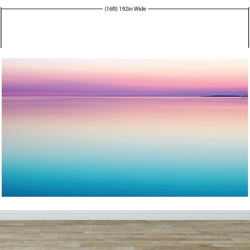 Pastel Pink Sunset Ocean Wallpaper Mural - Tropical Calm Waters.