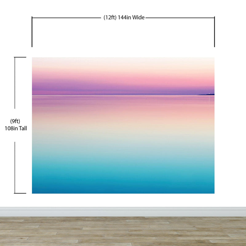 Pastel Pink Sunset Ocean Wallpaper Mural - Tropical Calm Waters.