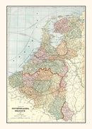 Vintage Map of Netherlands, Belgium & Luxembourg 1901