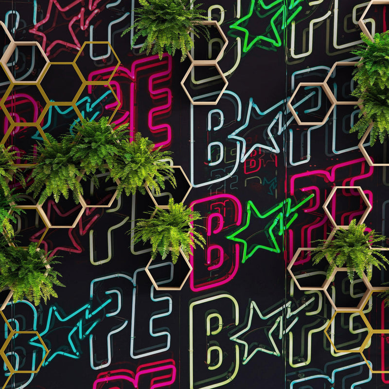 Neon Bape Brand Lights Wallpaper Mural. Streetwear Hype Beast Aesthetics.