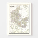 Vintage Map of Denmark 1901