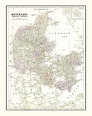 Vintage Map of Denmark 1901