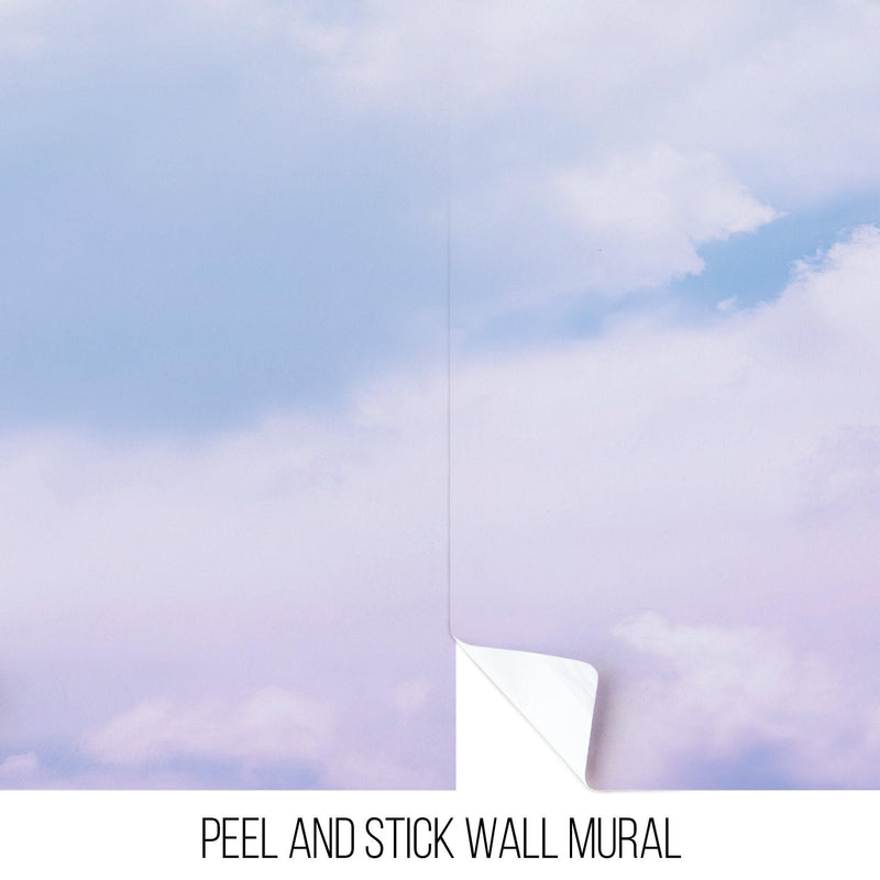 Pastel Sky and Clouds Kids Wallpaper Mural - Dreamy Nursery Peel and Stick Wallpaper.