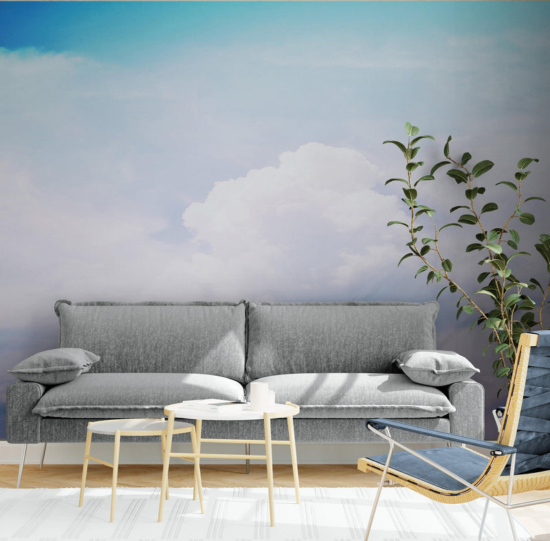 Pastel Sky and Clouds Kids Wallpaper Mural - Dreamy Nursery Peel and Stick Wallpaper.