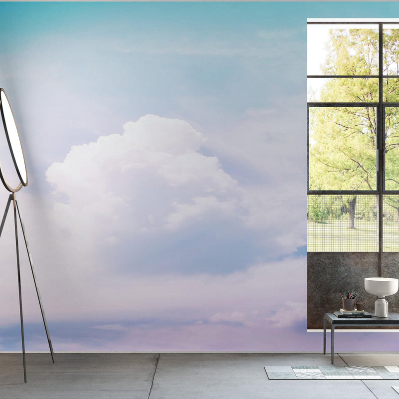 Pastel Sky and Clouds Kids Wallpaper Mural - Dreamy Nursery Peel and Stick Wallpaper.