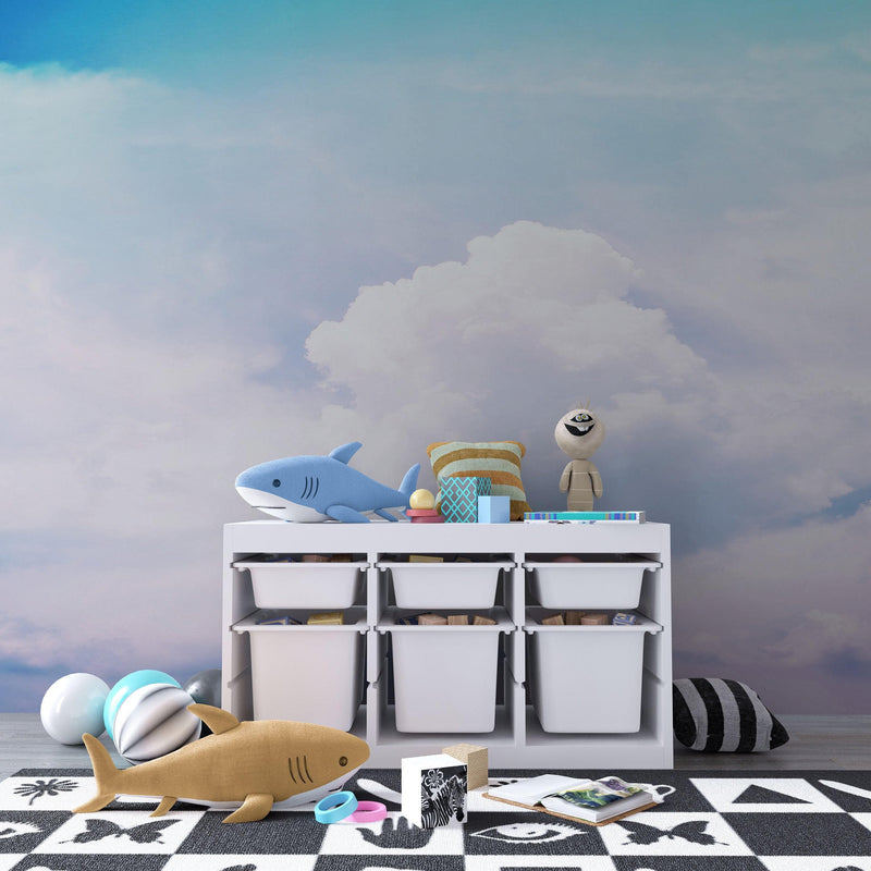 Pastel Sky and Clouds Kids Wallpaper Mural - Dreamy Nursery Peel and Stick Wallpaper.