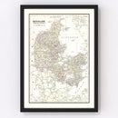 Vintage Map of Denmark 1901