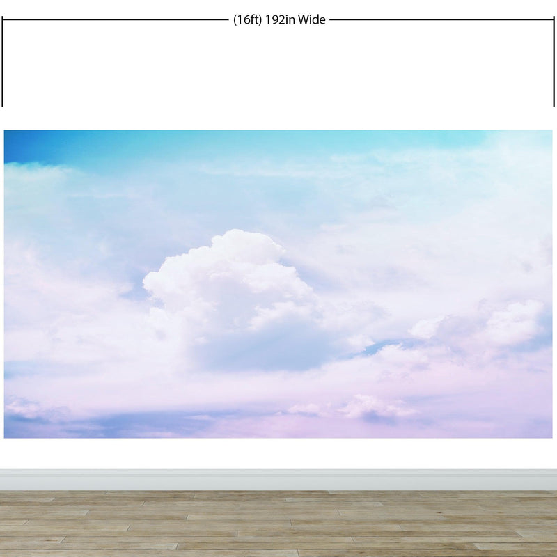 Pastel Sky and Clouds Kids Wallpaper Mural - Dreamy Nursery Peel and Stick Wallpaper.