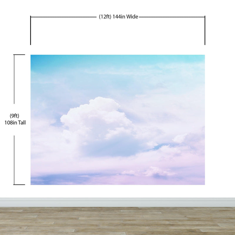 Pastel Sky and Clouds Kids Wallpaper Mural - Dreamy Nursery Peel and Stick Wallpaper.