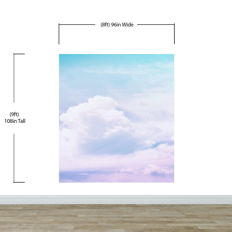 Pastel Sky and Clouds Kids Wallpaper Mural - Dreamy Nursery Peel and Stick Wallpaper.