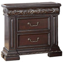 2 Drawer Nightstand, Carvings Bedside Table, Bedroom Furniture - Cherry by HouseOfZazla