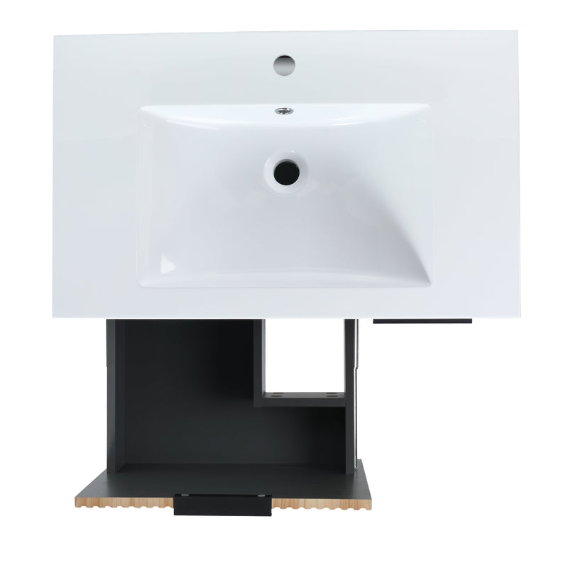 30 Inch Freestanding Bathroom Vanity With Resin Basin, 30x18