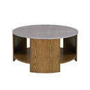 Keegan - Round Coffee Table With Shelf - Oak by HouseOfZazla