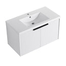 Contemporary Wall Mounted Bathroom Vanity With Resin Double Sink by HouseOfZazla