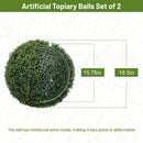 Artificial Topiary Balls, Outdoor Decorative Spheres For Garden (Set of 2) - Green