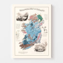 Vintage Geological Map of Ireland 1850