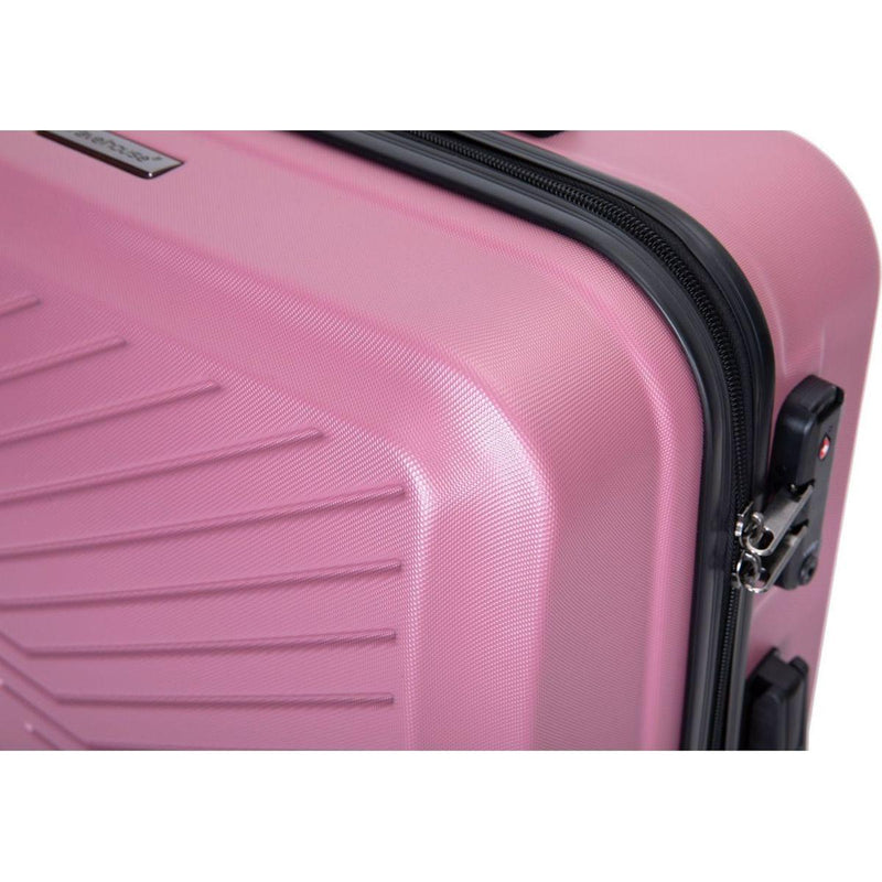 3 Piece Luggage Sets ABS Lightweight Suitcase with Two Hooks, Spinner Wheels, TSA Lock, (20/24/28), Pink