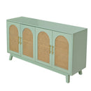 59.84"Modern 4-Door Cabinet with Rattan Decorative Doors,for Bedroom,Living Room,Office,Easy Assembly, Mint Green