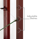 6 Shelf Lighted Corner Curio Cabinet with Adjustable Tempered Glass Shelves and Mirror Back, Cherry