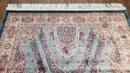 4x6 Silk Carpet, Light Blue & Beige Oriental Rug 4 x 6ft, Traditional Design Medallion All Over, Bamboo Silk, Super Fine, High Quality, Soft