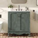 Vintage Bathroom Vanity With Ceramic Sink, Adjustable Shelves by HouseOfZazla