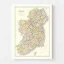 Vintage Map of Ireland 1884