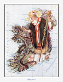 Vintage Ireland Map of St. Patrick & Reptiles 1912
