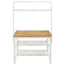 Prager - 3 Piece Kitchen Island Counter Table Set With Overhead Rack And Backless Stools - White