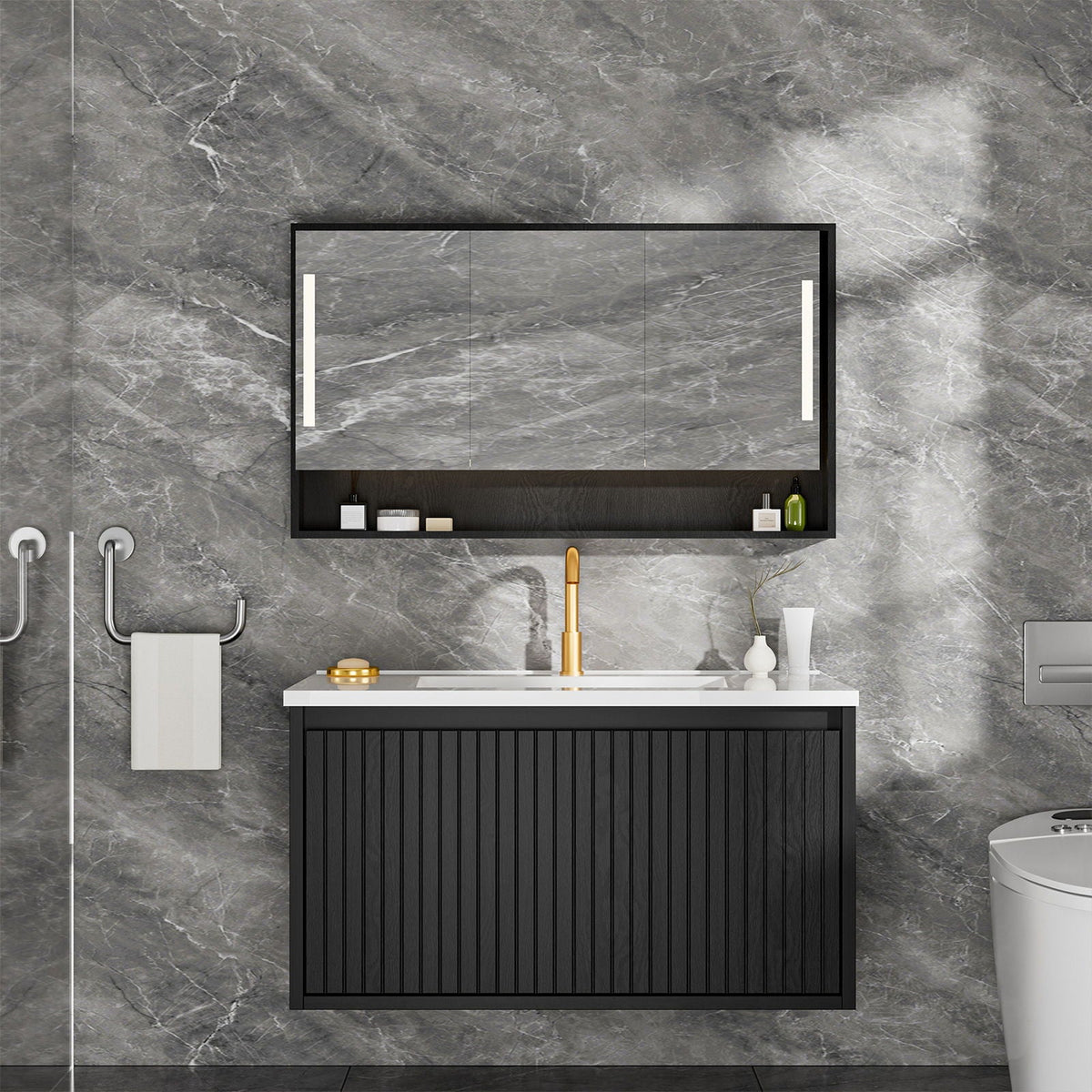 Wall Mounted Floating Bathroom Vanity With Sink And Drawers, photo 20 of 40