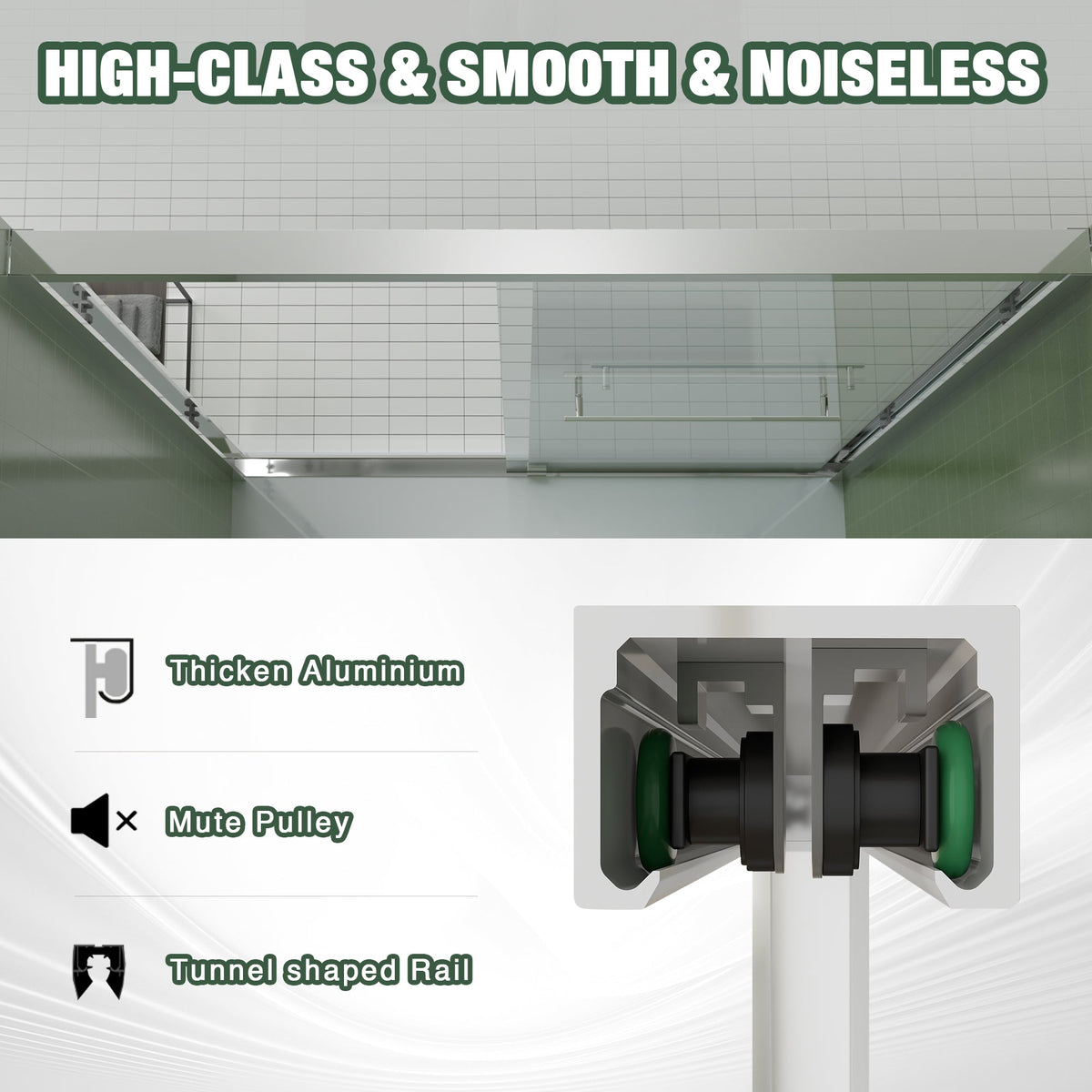 Aluminum Frame Double Sliding Shower Door (56-60"x70"), photo 5 of 10