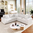 4-Seat L-shaped Modular Sofa with Thick Backrest and Seat Cushions, Suitable for Living Rooms, Offices