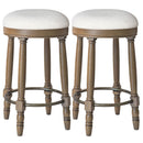 360° Swivel Wooden Barstools With Upholstered Seat, Counter Height (Set of 2)