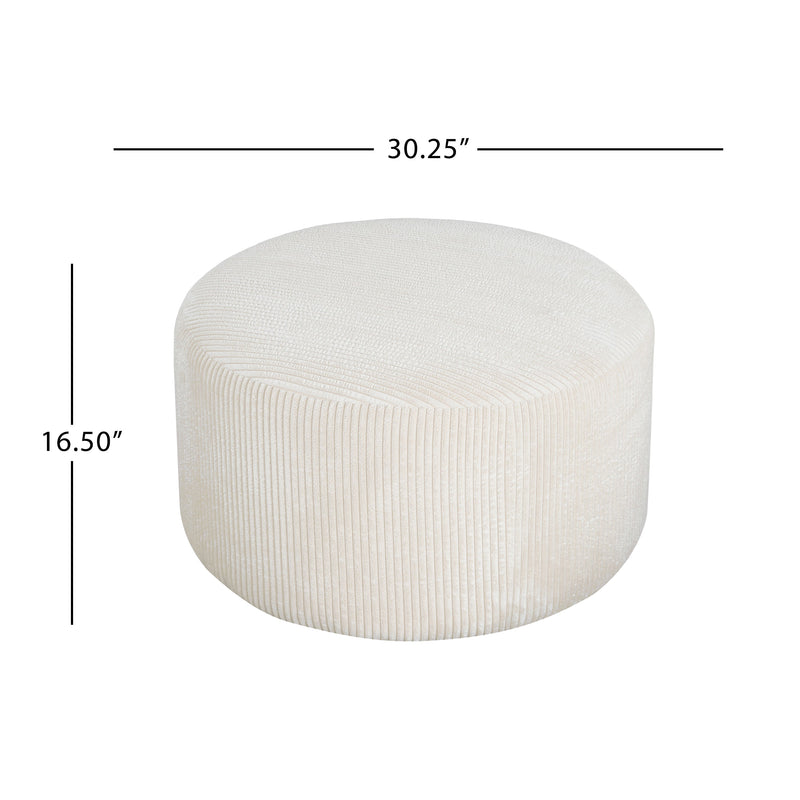 Upholstered Round Ottoman,Beige,Corduroy