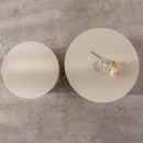 Beige Nesting Coffee Table Set of 2 Modern Drum Side Tables by HouseOfZazla