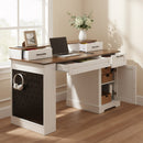 55" Farmhouse Office Desk with Storage Cabinet & Charging Station