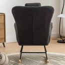 35.5 inch Rocking Chair with Pocket, Soft Teddy Fabric Rocking Chair for Nursery, Comfy Wingback Glider Rocker with Safe Solid Wood Base for Living Room Bedroom Balcony (greg)