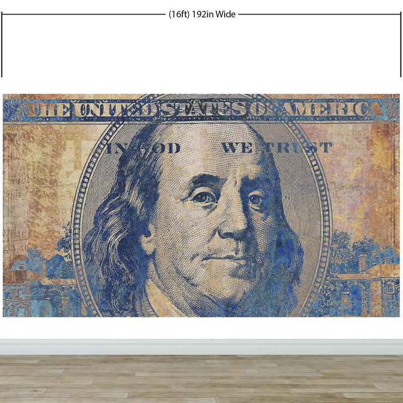 Colorful Money Wallpaper. Benjamin Franklin 100 Dollar Bill Wall Mural.