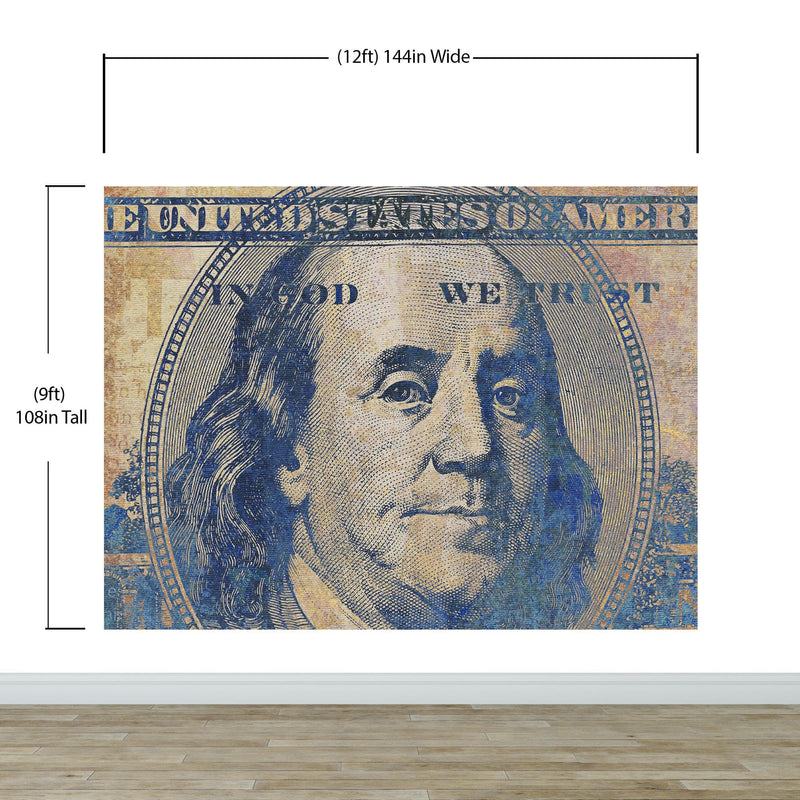 Colorful Money Wallpaper. Benjamin Franklin 100 Dollar Bill Wall Mural.