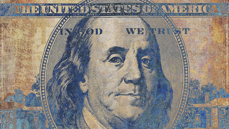 Colorful Money Wallpaper. Benjamin Franklin 100 Dollar Bill Wall Mural.