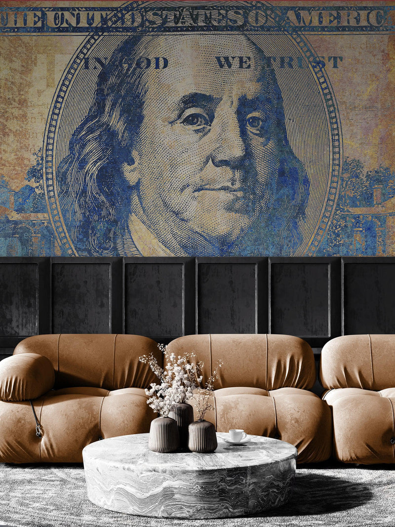 Colorful Money Wallpaper. Benjamin Franklin 100 Dollar Bill Wall Mural.