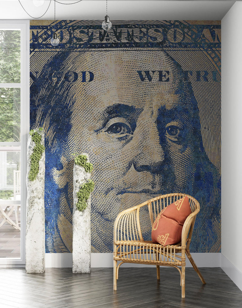 Colorful Money Wallpaper. Benjamin Franklin 100 Dollar Bill Wall Mural.