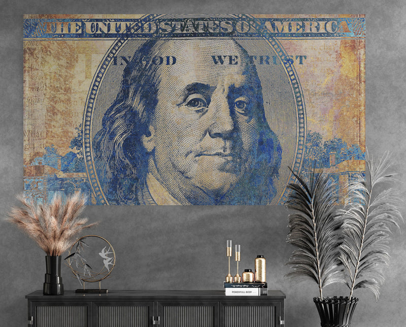 Colorful Money Wallpaper. Benjamin Franklin 100 Dollar Bill Wall Mural.