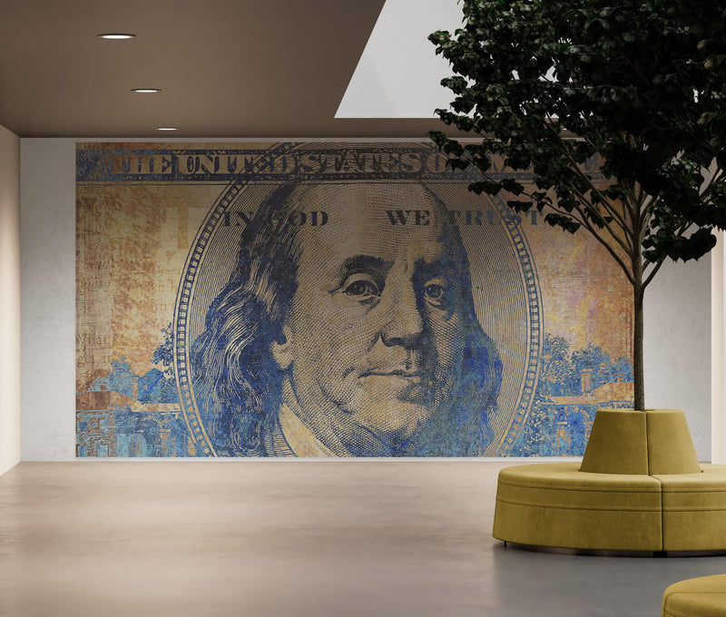 Colorful Money Wallpaper. Benjamin Franklin 100 Dollar Bill Wall Mural.