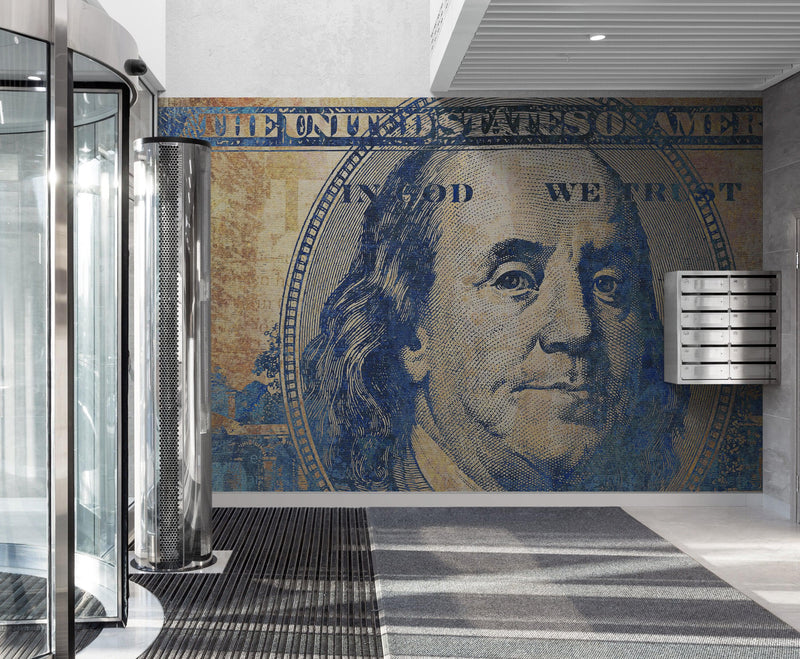 Colorful Money Wallpaper. Benjamin Franklin 100 Dollar Bill Wall Mural.