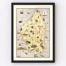 Vintage Map of Mackinack Island, MI 1936