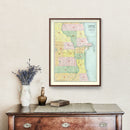 Vintage Map of the Business District of Chicago, IL 1875