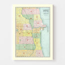 Vintage Map of the Business District of Chicago, IL 1875