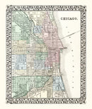 Vintage Map of Chicago, Illinois 1874