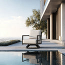 Outdoor Swivel Lounge Chair With Sunbrella Cushion, Weather Resistant - Ember Black by HouseOfZazla